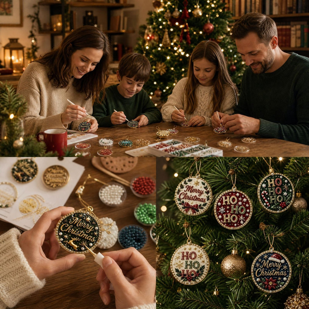 DIY Christmas Ornaments for Xmas Tree Hangings- Pearl Art Kits for Adults, Christmas Ornaments Set of 12, 2.76 Inch