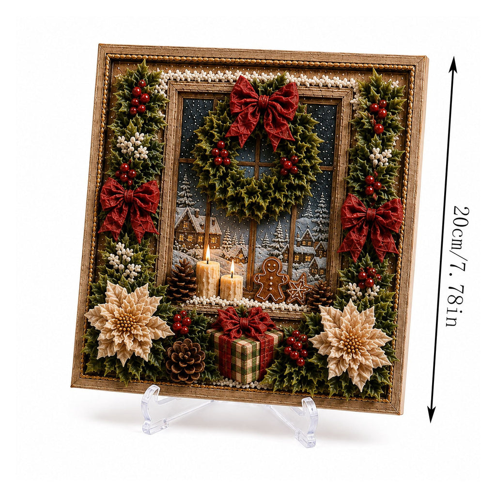 Clearance 3D Christmas Wreath Fabric Poke Art Kit, Jesus Poke Art Kits for Adults, Christmas Wreaths Ornament Making Kit for Front Door