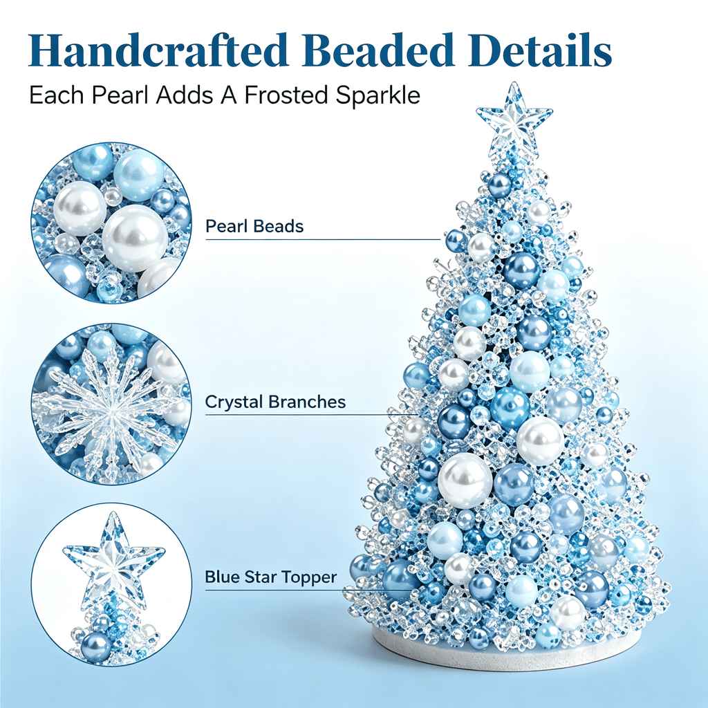 DIY Beaded Christmas Tree Kit, Christmas Decorations Handmade Beads Craft Set, Sparkling Crystal Xmas Ornaments for Tabletop Christmas Decor, Holiday Gifts for Adults by MPOISVA