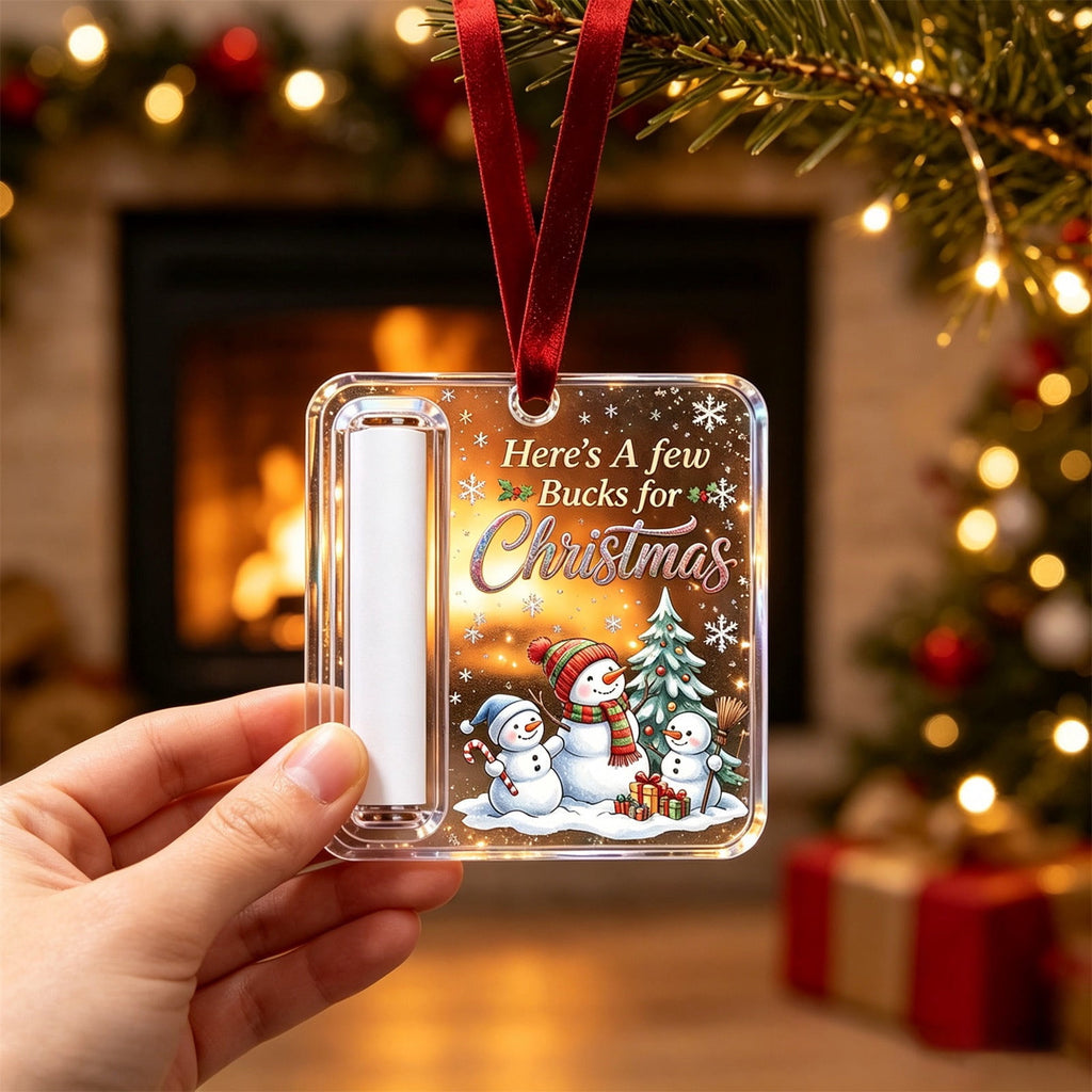 Christmas Cash Gift Stocking Shaped Ornament, Crystal-Clear Cash Holder Ornament with Xmas Stocking Design, Hanging Money Keepsake for Christmas Tree Wreath Garland, Surprise for Family Friends (F)