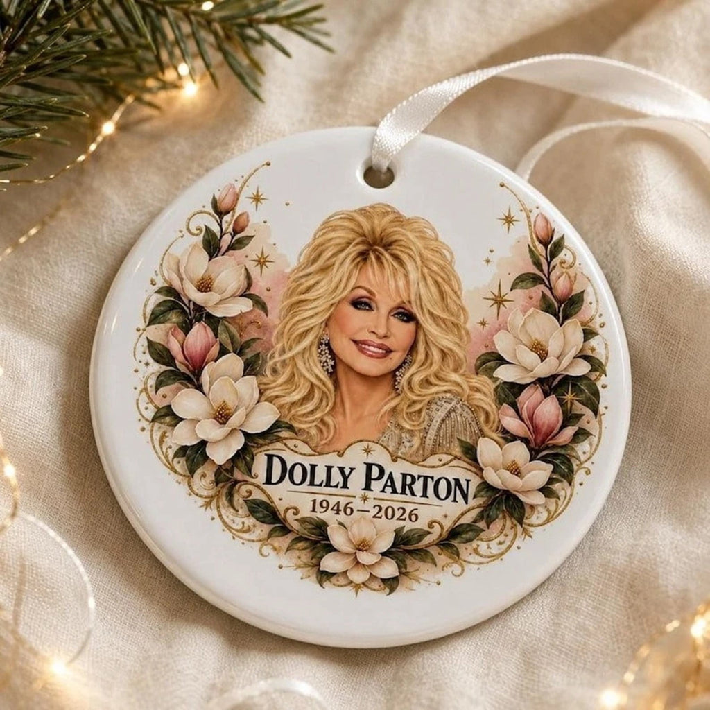 Dolly Memorial Acrylic Christmas Ornament Themed Christmas Ornament for Tree Car Office Home Dolly Themed Xmas Hanging Decor Country Music Holiday Decoration Gift