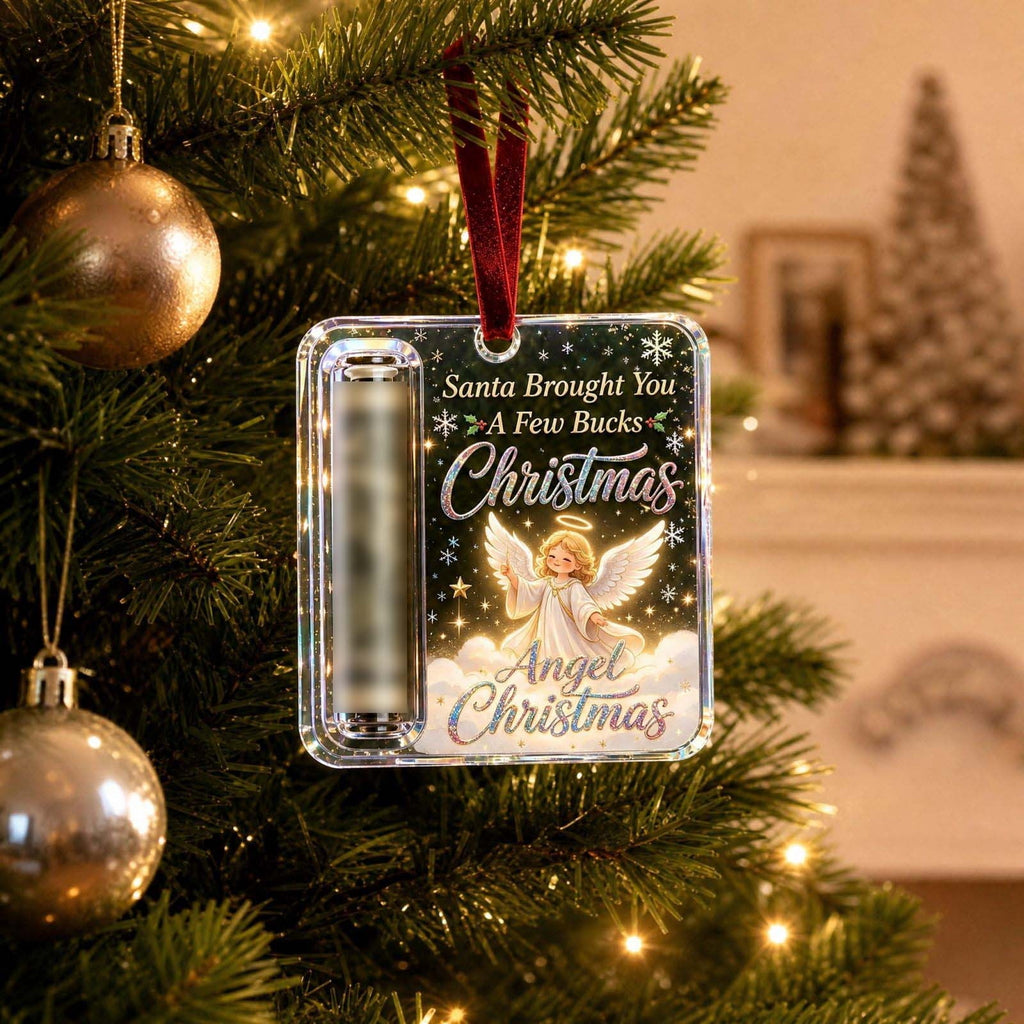 Christmas Cash Gift Stocking Shaped Ornament, Crystal-Clear Cash Holder Ornament with Xmas Stocking Design, Hanging Money Keepsake for Christmas Tree Wreath Garland, Surprise for Family Friends (F)