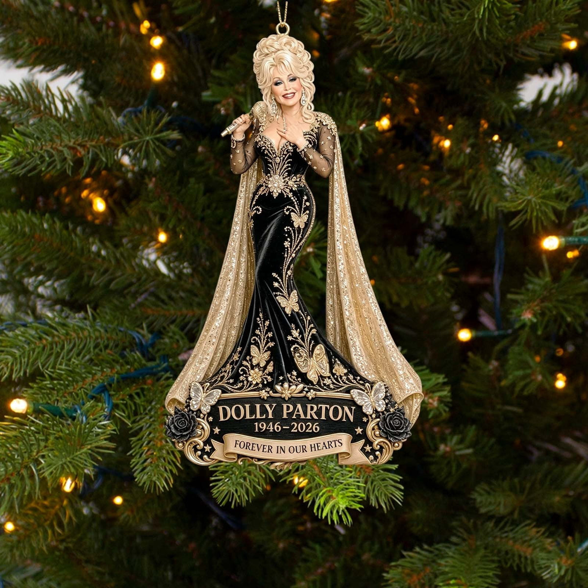 Dolly Memorial Acrylic Christmas Ornament Themed Christmas Ornament for Tree Car Office Home Dolly Themed Xmas Hanging Decor Country Music Holiday Decoration Gift