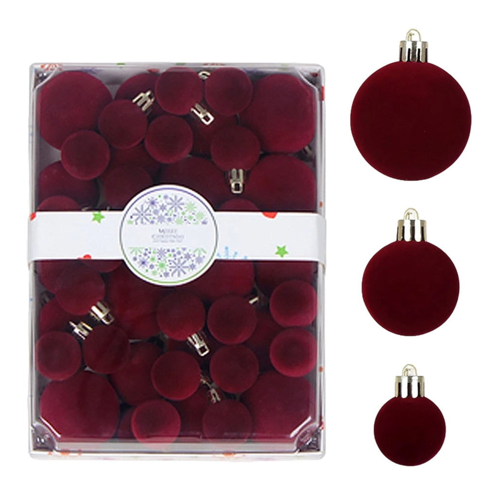 Christmas Ball Ornaments 42 Piece Flocked Gold Tan Velvet Assorted Box Set Tree Hanging Baubles