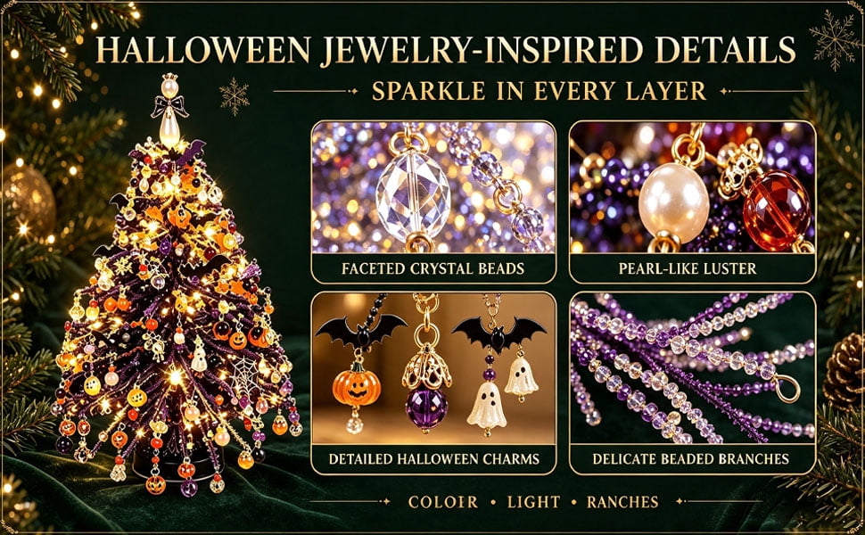 UALSRZL DIY Beaded Christmas Tree Kit, Christmas Decorations Handmade Beads Craft Set, Sparkling Crystal Xmas Ornaments for Table Decor Holiday Gifts