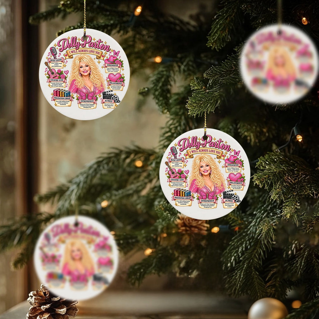 Dolly Memorial Acrylic Christmas Ornament Themed Christmas Ornament for Tree Car Office Home Dolly Themed Xmas Hanging Decor Country Music Holiday Decoration Gift