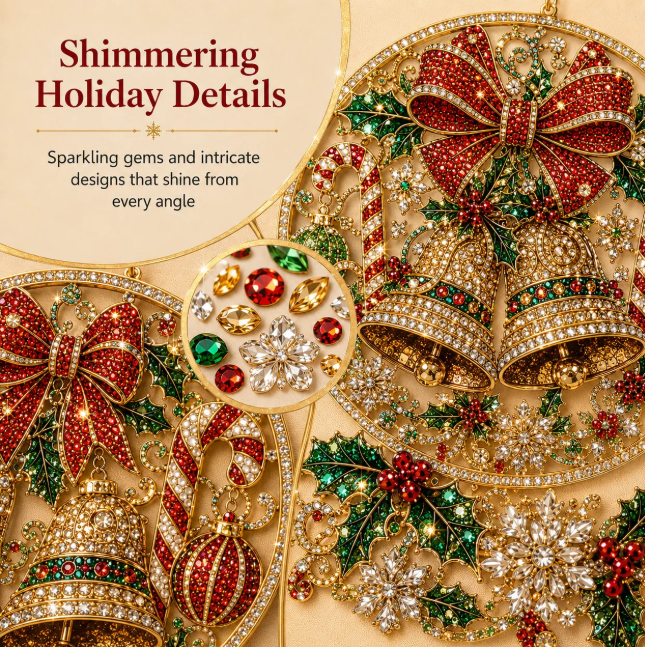 Christmas in July DIY Diamond Art Hanging Ornament – Handmade Sparkling Christmas Keepsake Quiet Leisure Craft for Summer Rainy Afternoons