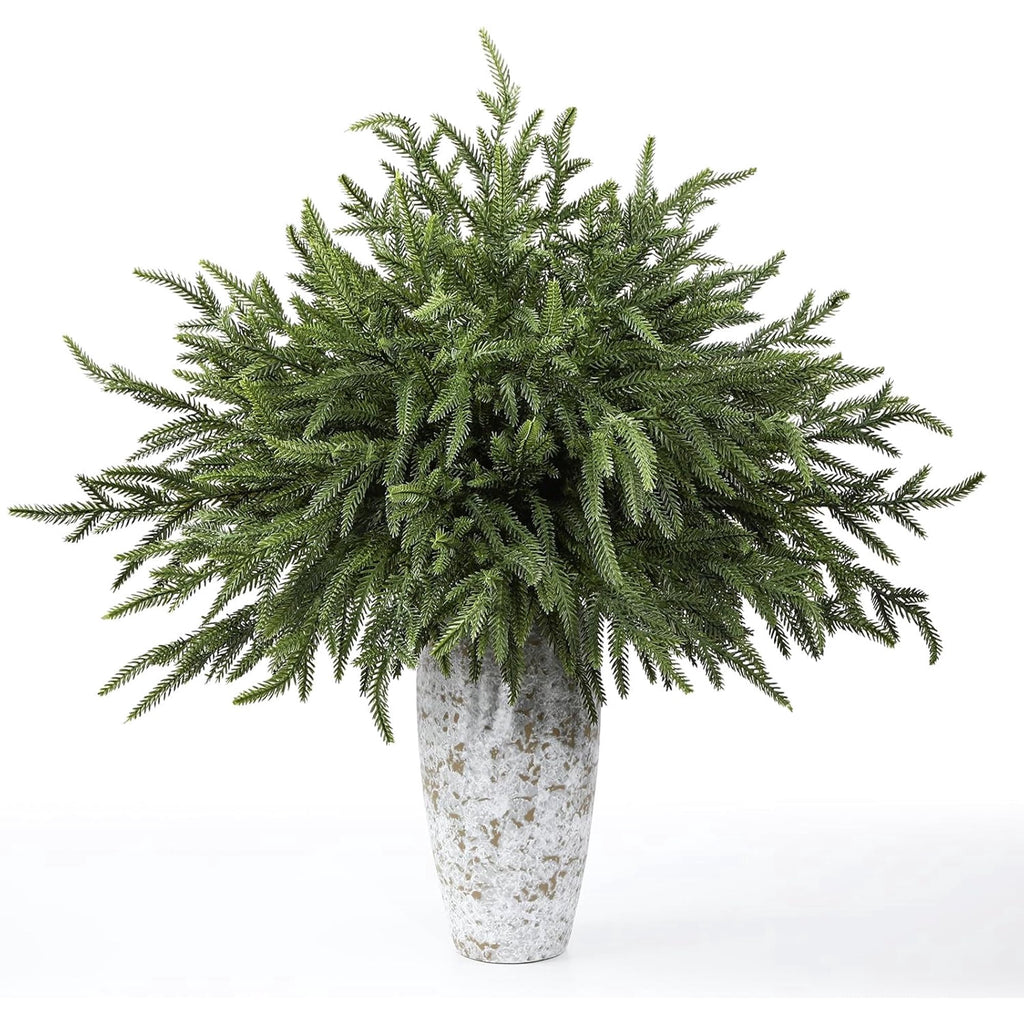 Lolsea 20 Pcs Christmas Norfolk Pine Branches, 18 inch Artificial Pine Branches for Vase, Garland and Table & Christmas Decor