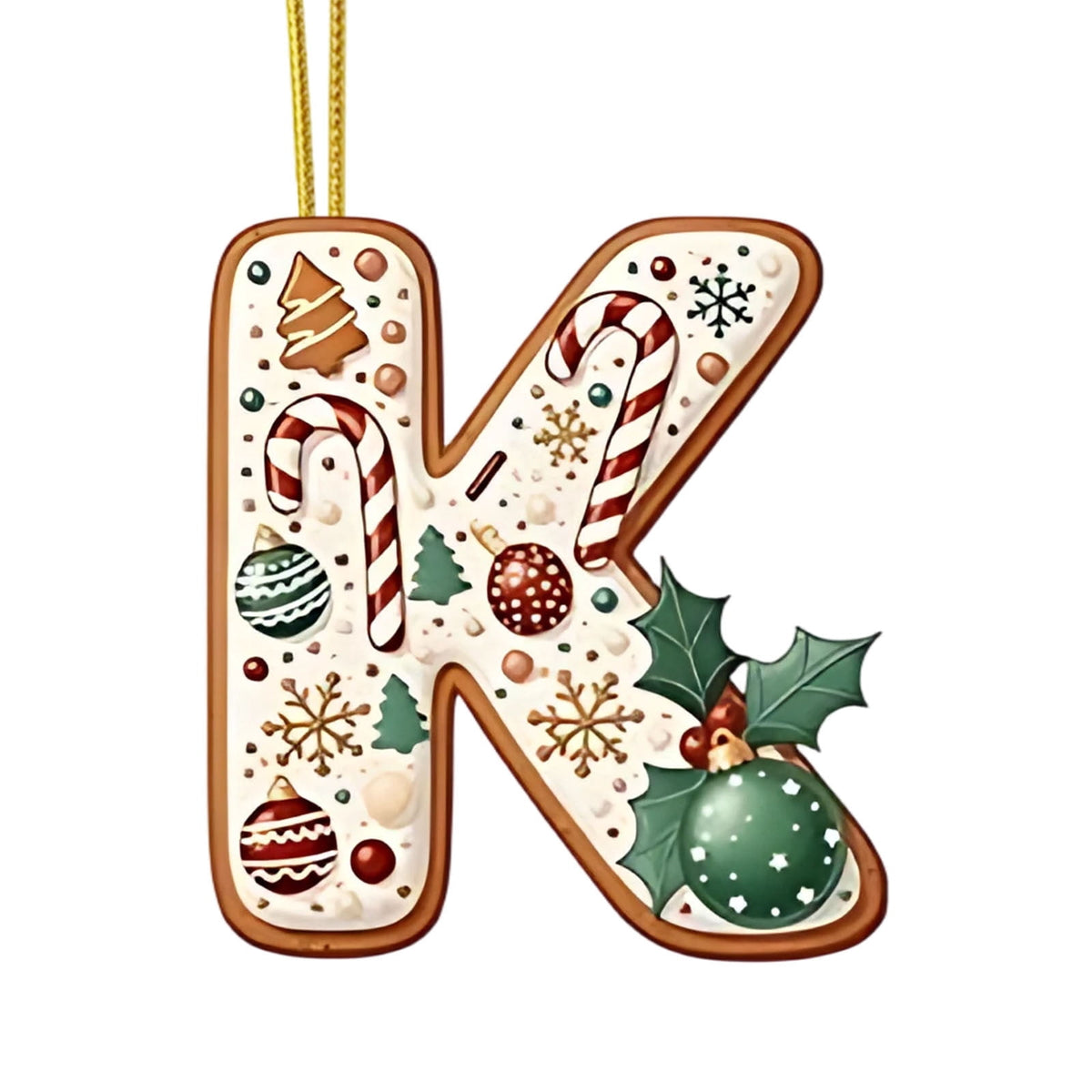 Nativity Scene Letters Ornament, A to Z Alphabet Ornaments for Xmas Tree, Jesus Letters Initial 2D Acrylic Flat Hanging Decoration, The Birth of Jesus Design, Rear view-Christian Gifts for Family (M)