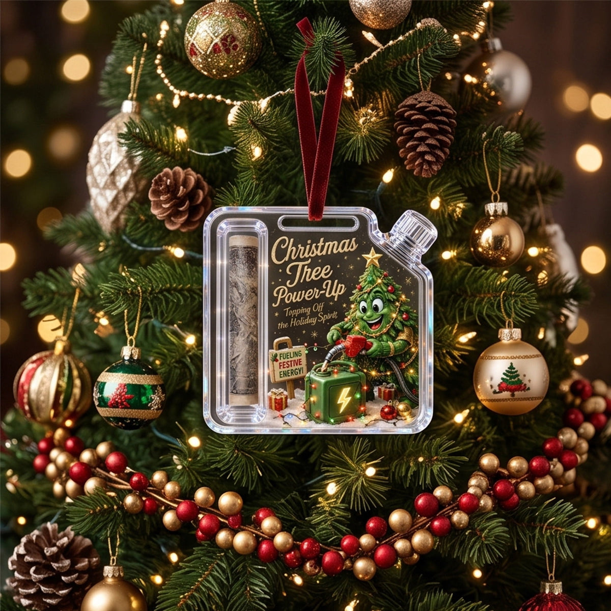 Christmas Cash Gift Stocking Shaped Ornament, Crystal-Clear Cash Holder Ornament with Xmas Stocking Design, Hanging Money Keepsake for Christmas Tree Wreath Garland, Surprise for Family Friends (F)