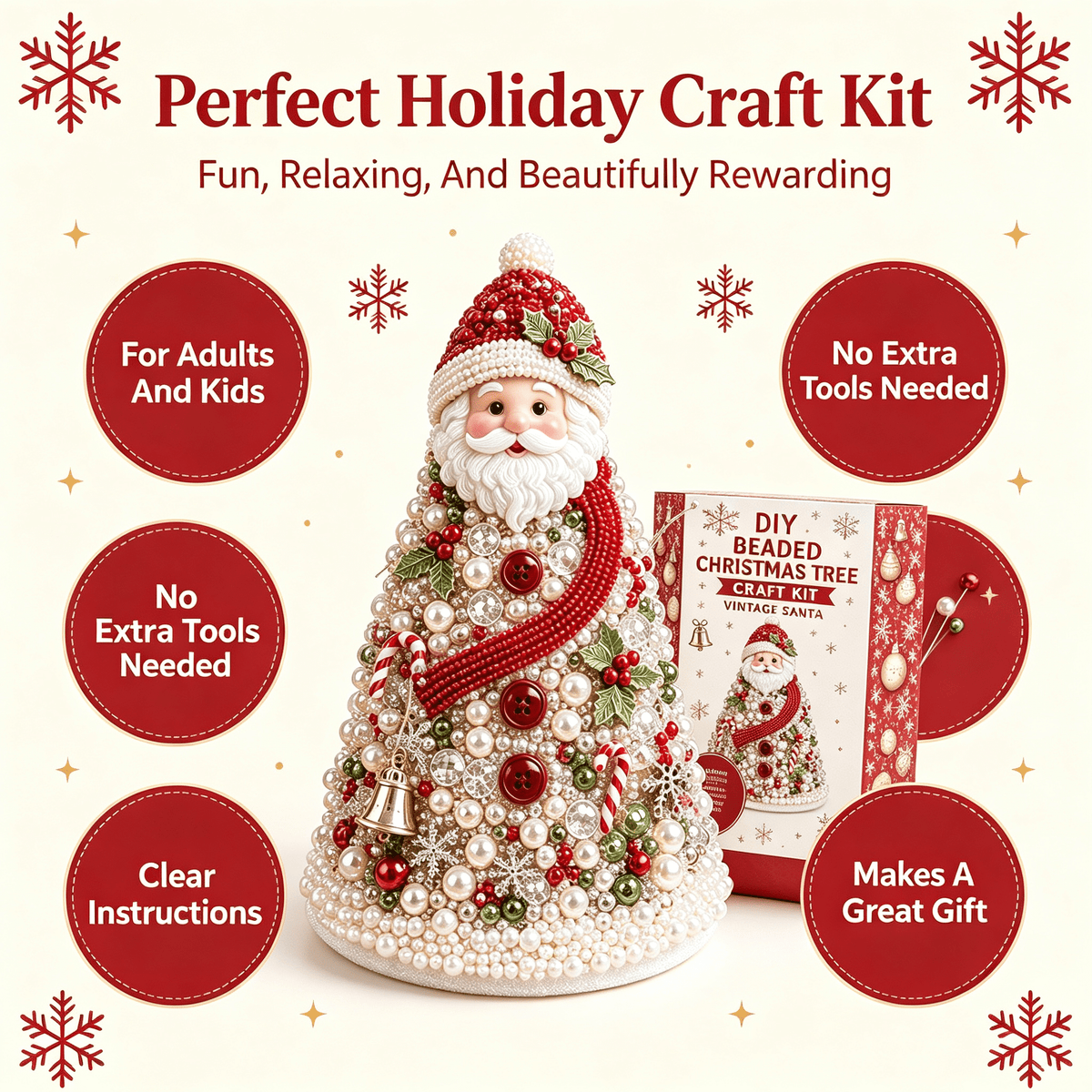DIY Beaded Christmas Tree Kit, Christmas Decorations Handmade Beads Craft Set, Sparkling Crystal Xmas Ornaments for Tabletop Christmas Decor, Holiday Gifts for Adults by MPOISVA