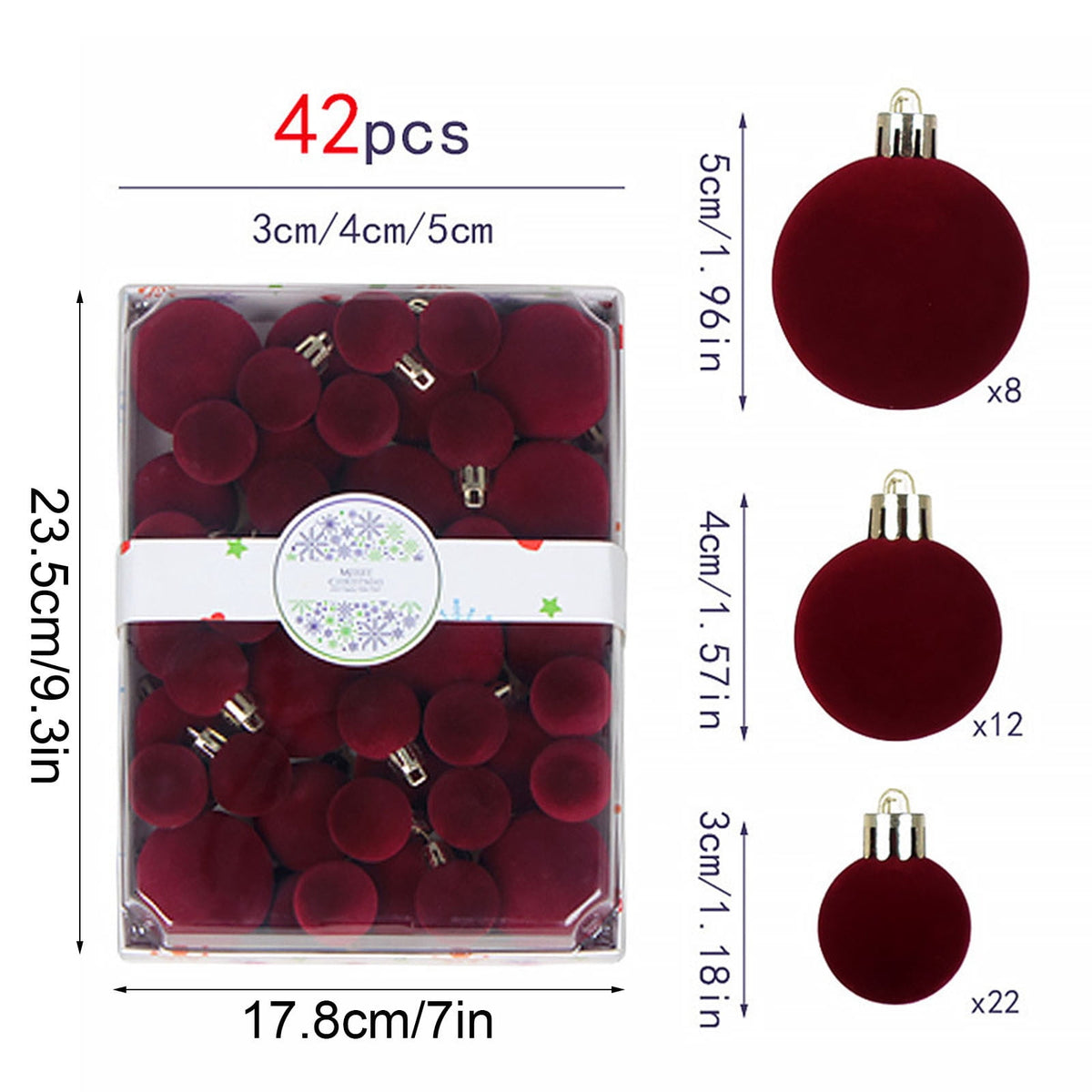 Christmas Ball Ornaments 42 Piece Flocked Gold Tan Velvet Assorted Box Set Tree Hanging Baubles