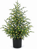 2FT Pre-Lit Artificial Christmas Tree, Lifelike Cypress Potted Xmas Tree with 100 Twinkle LED Lights for Family Fun Indoor Holiday Decor for Indoor