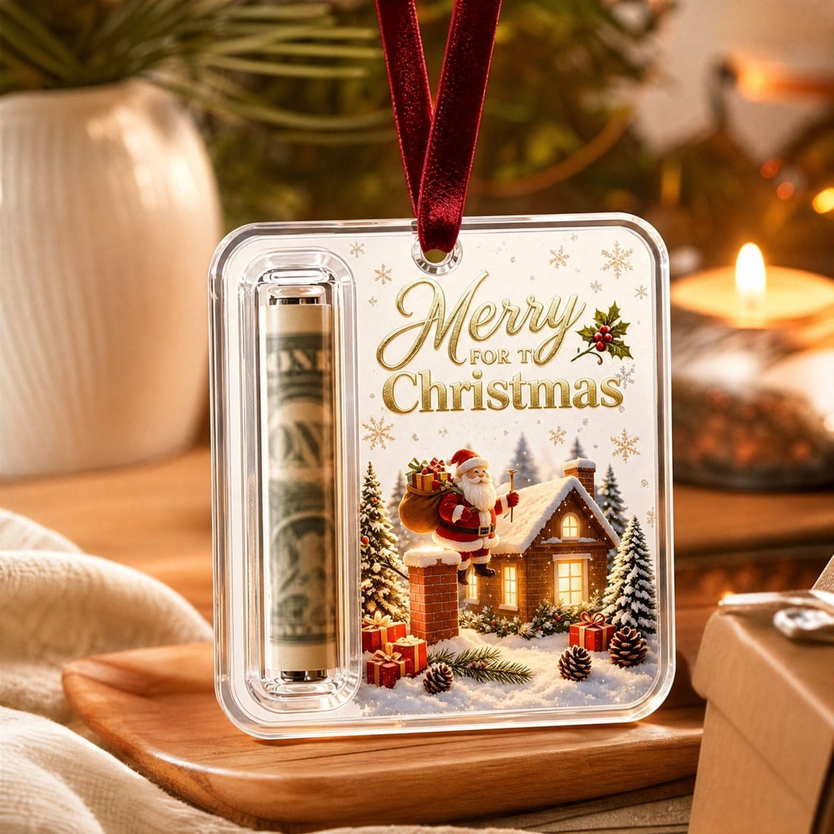 Clearance! Christmas Cash Gift Ornament, Christmas Money Holder for Cash, Christmas Decorations Gift (Merry Christmas)