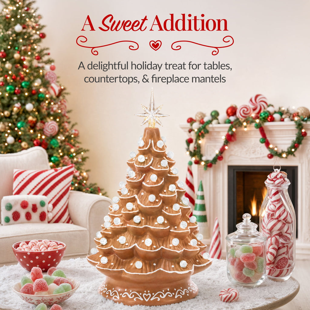 Best Choice Products Ceramic Christmas Tree, Pre-lit Hand-Painted Tabletop Holiday Tree - Green w/ Multicolored Lights
