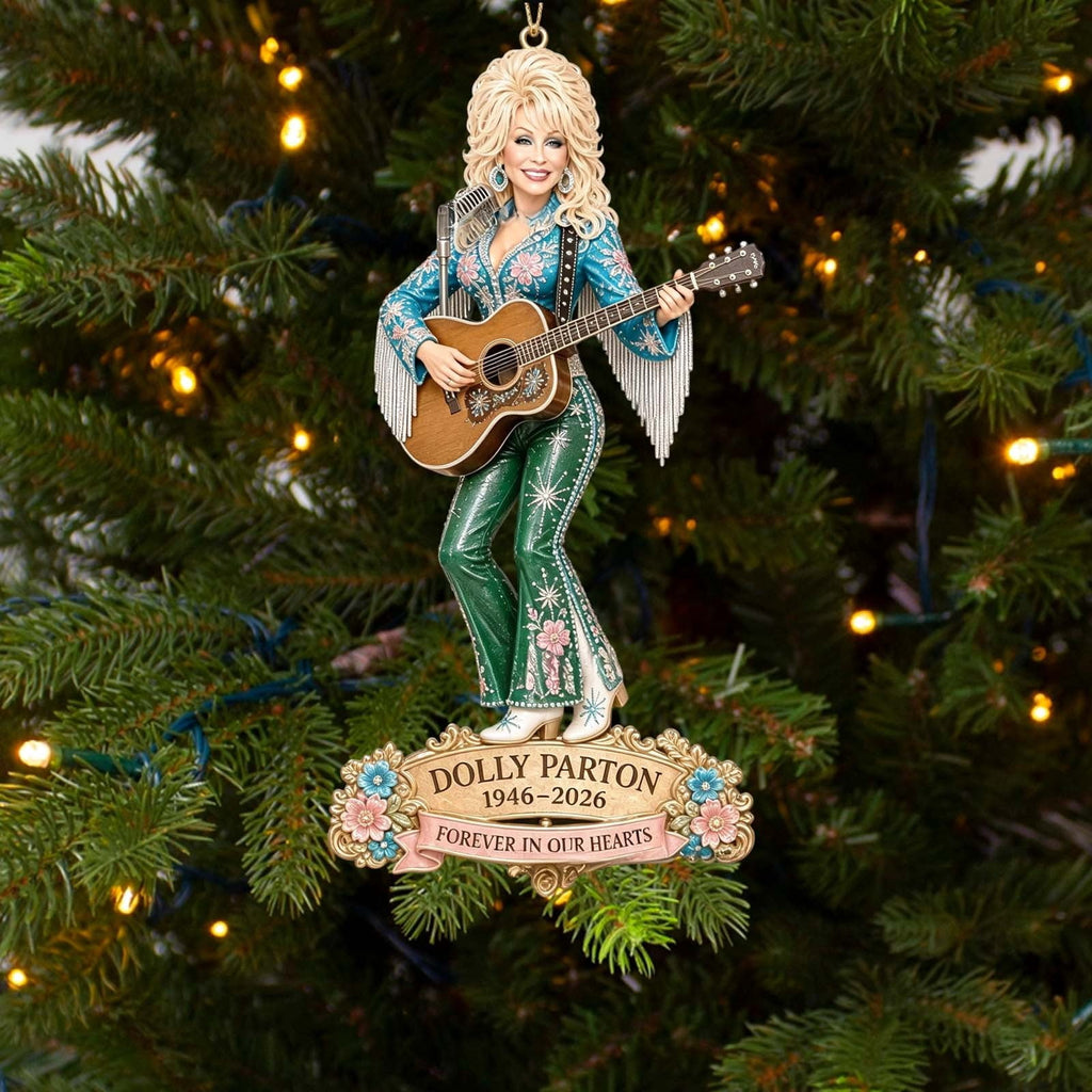 Dolly Memorial Acrylic Christmas Ornament Themed Christmas Ornament for Tree Car Office Home Dolly Themed Xmas Hanging Decor Country Music Holiday Decoration Gift