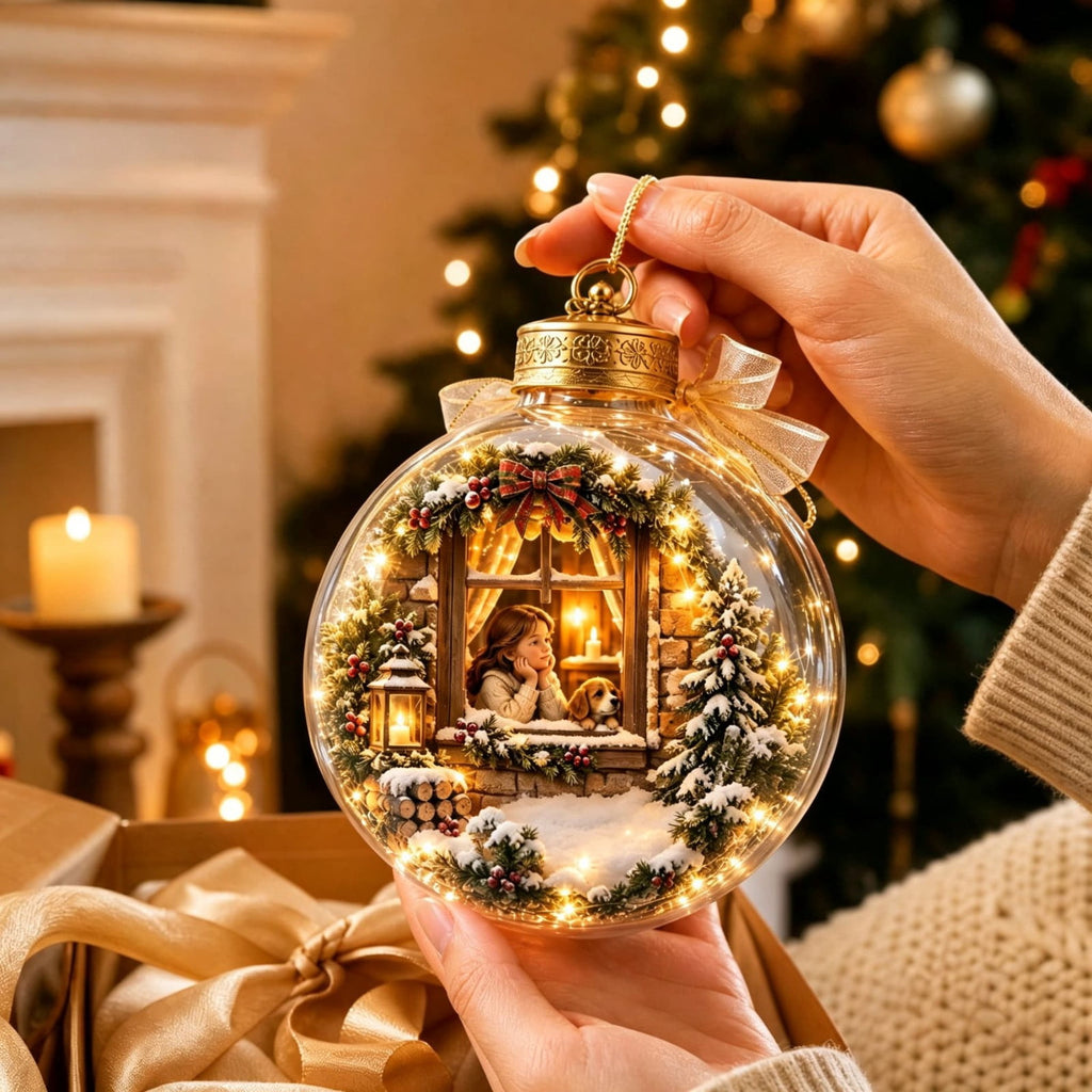 Glowing Christmas Story Ornament, Light-Up Mini Holiday Scene, Festive Keepsake for Christmas Tree, Mantel & Christmas Party Decor (Nativity)