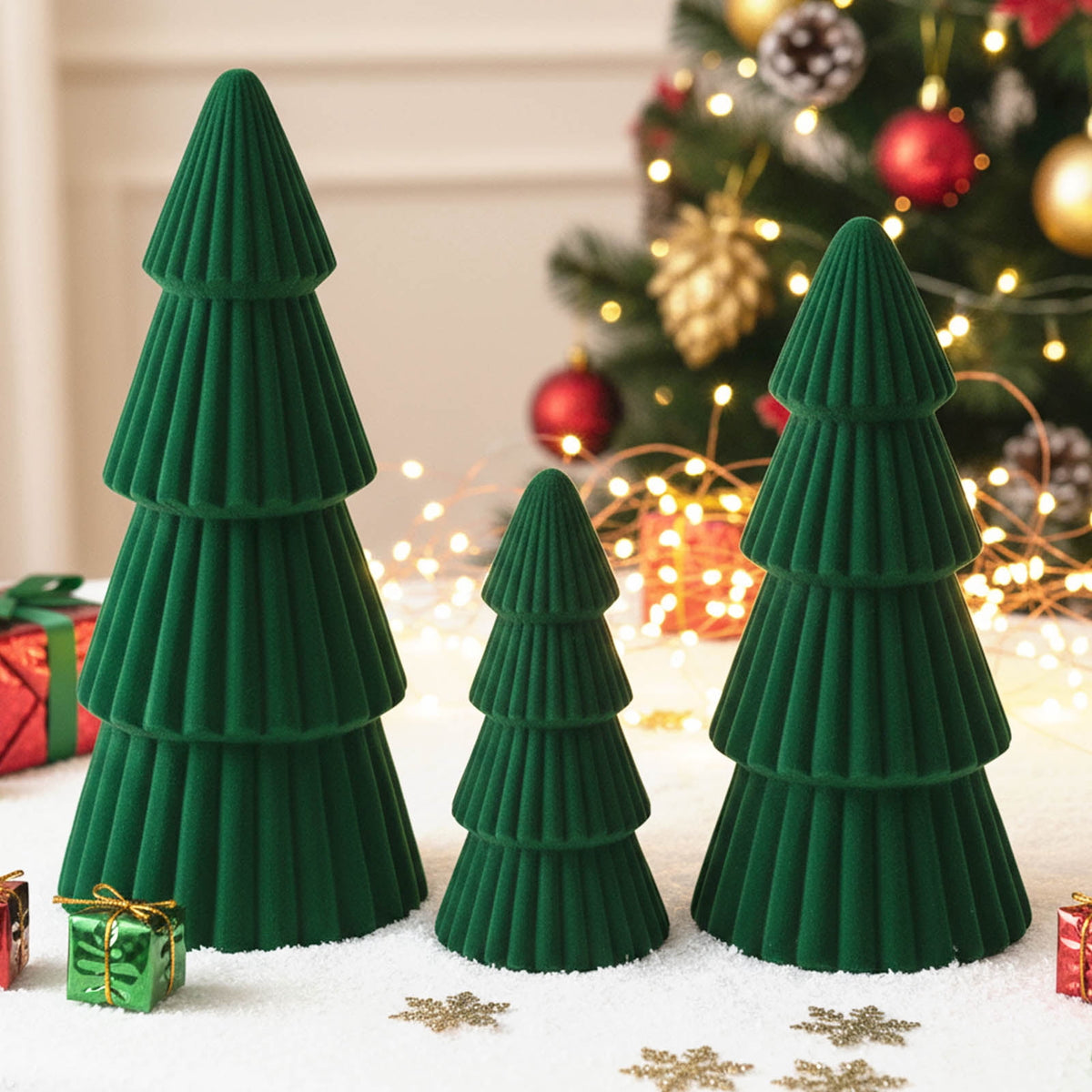 Ayieyill 3pcs Tabletop Christmas Tree Woven Resin Christmas Trees for Christmas Decor Indoor, Christmas Table Decor, Khaki