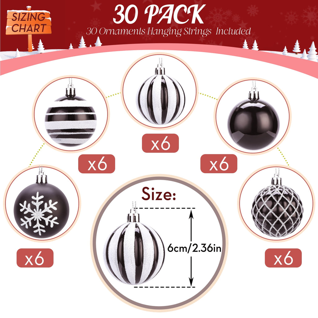 30ct Christmas Ball Ornaments, 2.36 in Shatterproof Xmas Tree Decorations, Plastic Baubles for Holiday, Party, Wedding, or Home Decor, Red & Gold