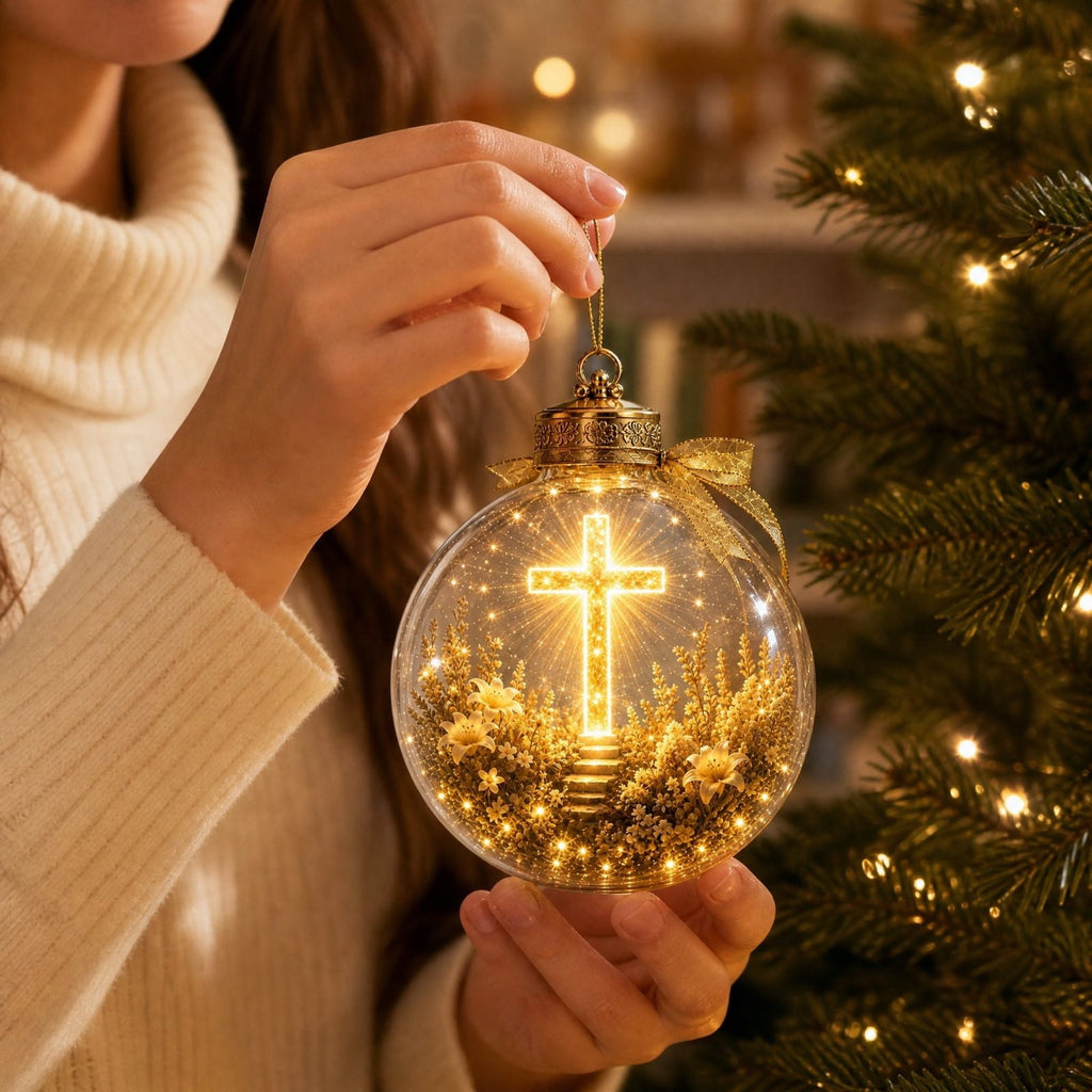 Glowing Christmas Story Ornament, Light-Up Mini Holiday Scene, Festive Keepsake for Christmas Tree, Mantel & Christmas Party Decor (Nativity)