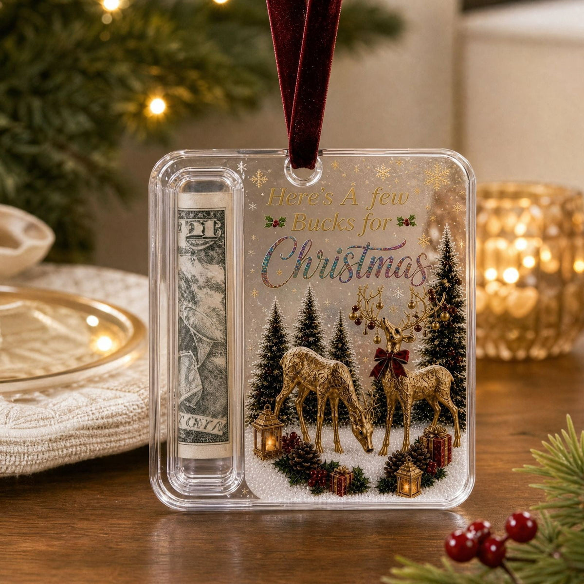 Clearance! Christmas Cash Gift Ornament, Christmas Money Holder for Cash, Christmas Decorations Gift (Merry Christmas)