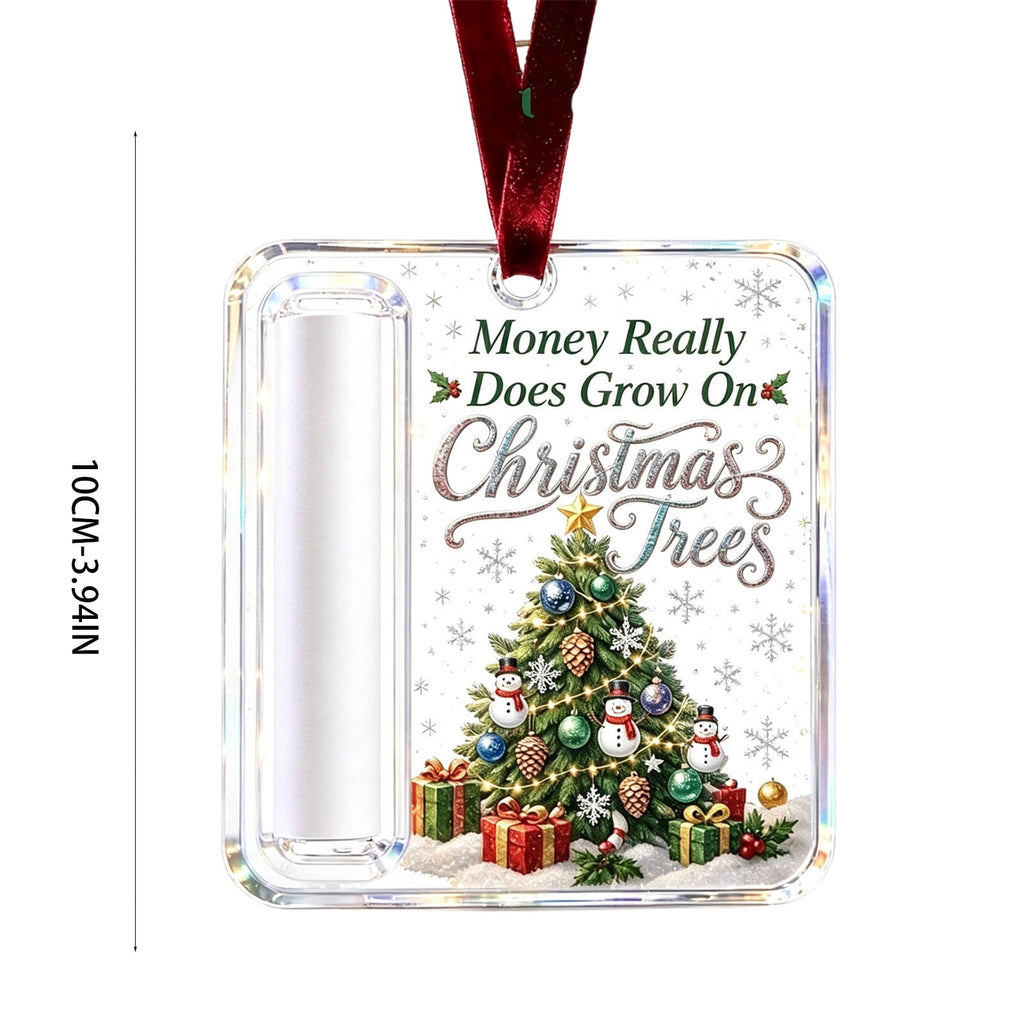 Christmas Cash Gift Stocking Shaped Ornament, Crystal-Clear Cash Holder Ornament with Xmas Stocking Design, Hanging Money Keepsake for Christmas Tree Wreath Garland, Surprise for Family Friends (F)