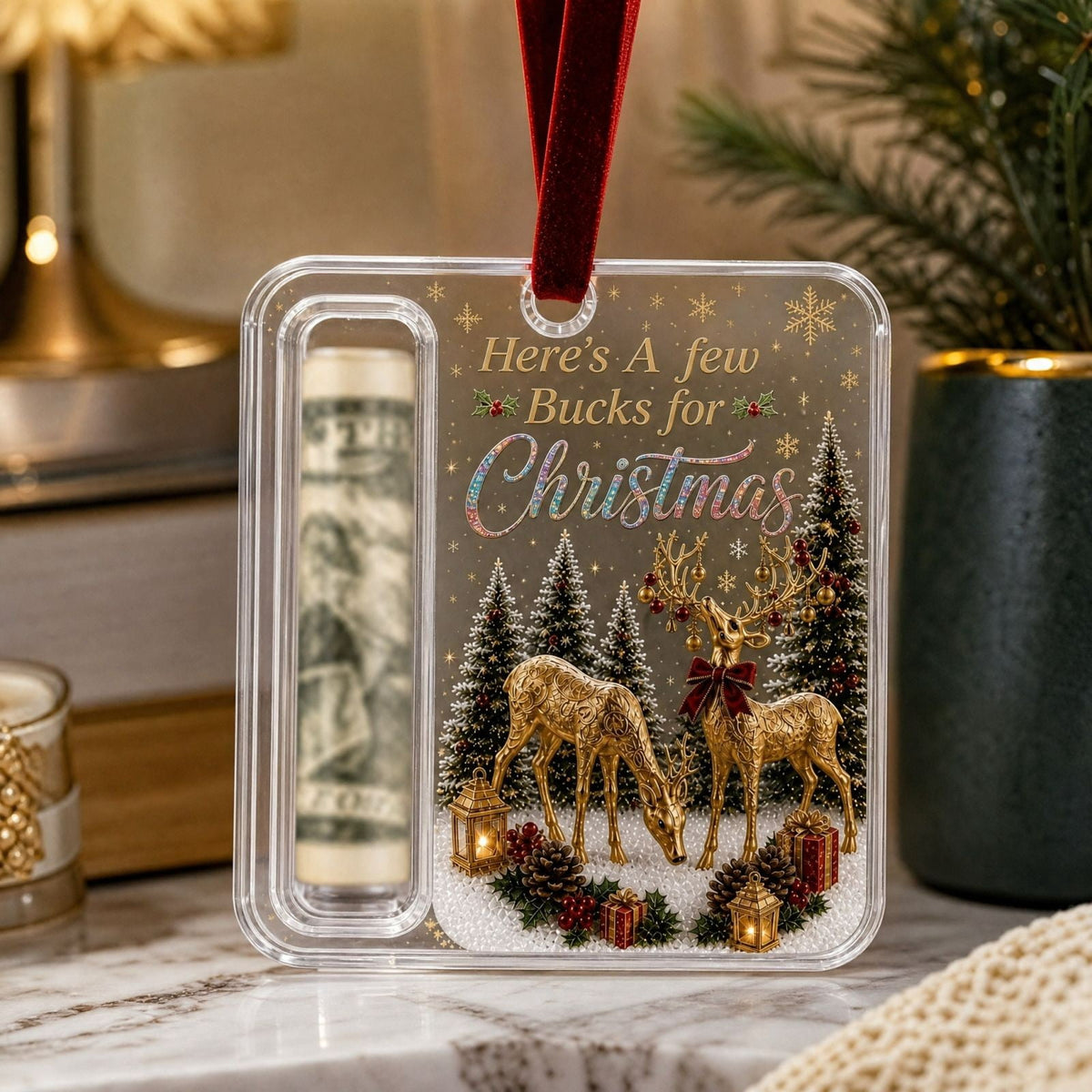 Clearance! Christmas Cash Gift Ornament, Christmas Money Holder for Cash, Christmas Decorations Gift (Merry Christmas)
