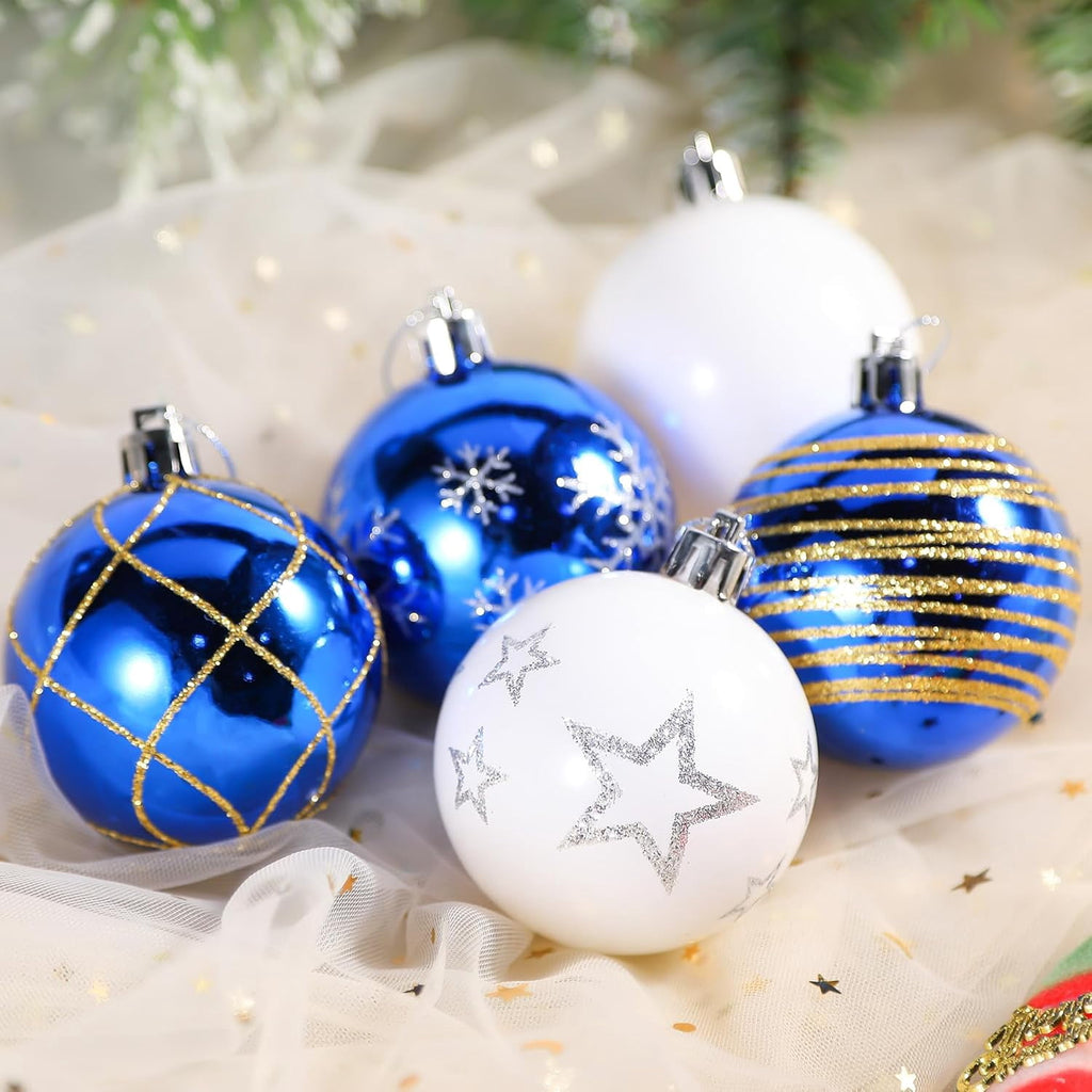 30ct Christmas Ball Ornaments, 2.36 in Shatterproof Xmas Tree Decorations, Plastic Baubles for Holiday, Party, Wedding, or Home Decor, Red & Gold