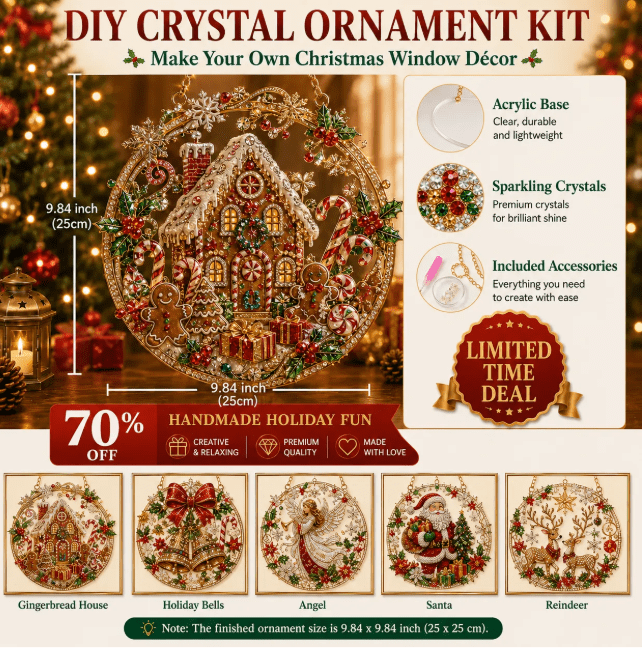 Christmas in July DIY Diamond Art Hanging Ornament – Handmade Sparkling Christmas Keepsake Quiet Leisure Craft for Summer Rainy Afternoons