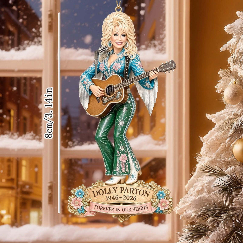 Dolly Memorial Acrylic Christmas Ornament Themed Christmas Ornament for Tree Car Office Home Dolly Themed Xmas Hanging Decor Country Music Holiday Decoration Gift