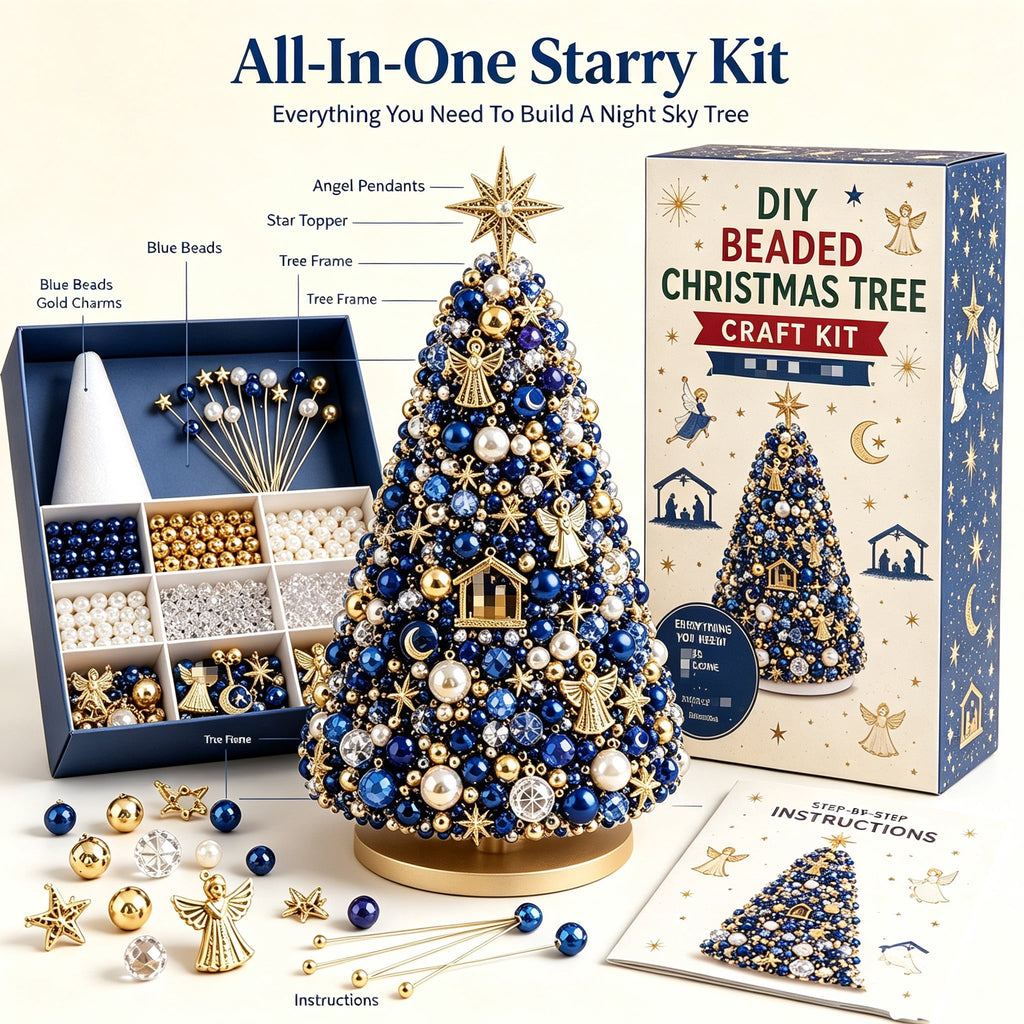DIY Beaded Christmas Tree Kit, Christmas Decorations Handmade Beads Craft Set, Sparkling Crystal Xmas Ornaments for Tabletop Christmas Decor, Holiday Gifts for Adults by MPOISVA