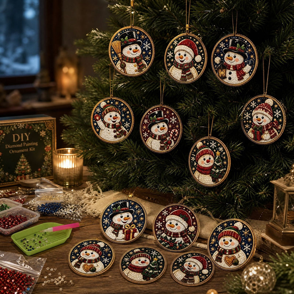 DIY Christmas Ornaments for Xmas Tree Hangings- Pearl Art Kits for Adults, Christmas Ornaments Set of 12, 2.76 Inch