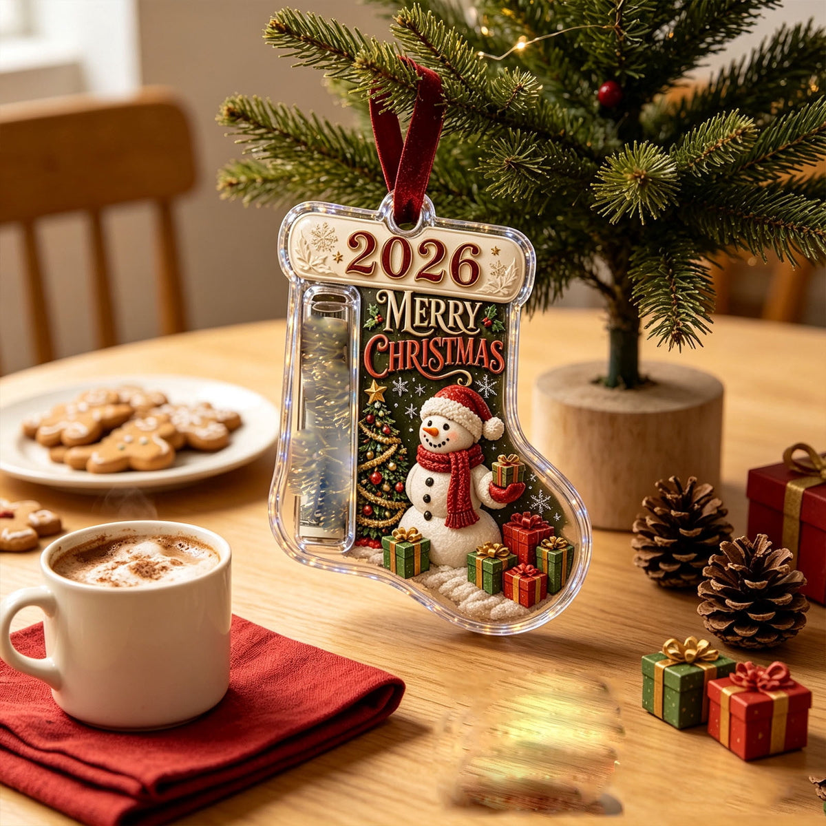 Christmas Cash Gift Stocking Shaped Ornament, Crystal-Clear Cash Holder Ornament with Xmas Stocking Design, Hanging Money Keepsake for Christmas Tree Wreath Garland, Surprise for Family Friends (F)