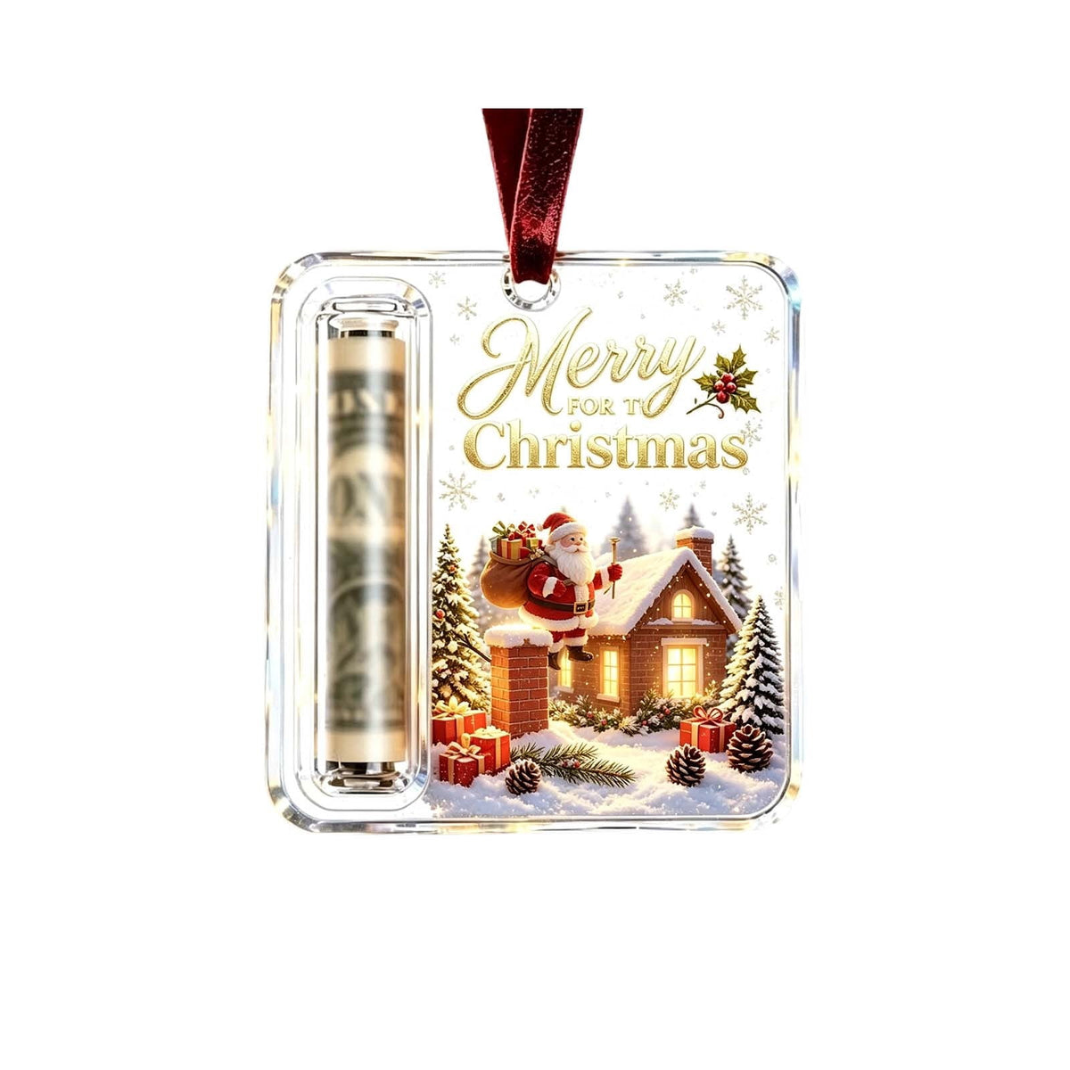 Clearance! Christmas Cash Gift Ornament, Christmas Money Holder for Cash, Christmas Decorations Gift (Merry Christmas)