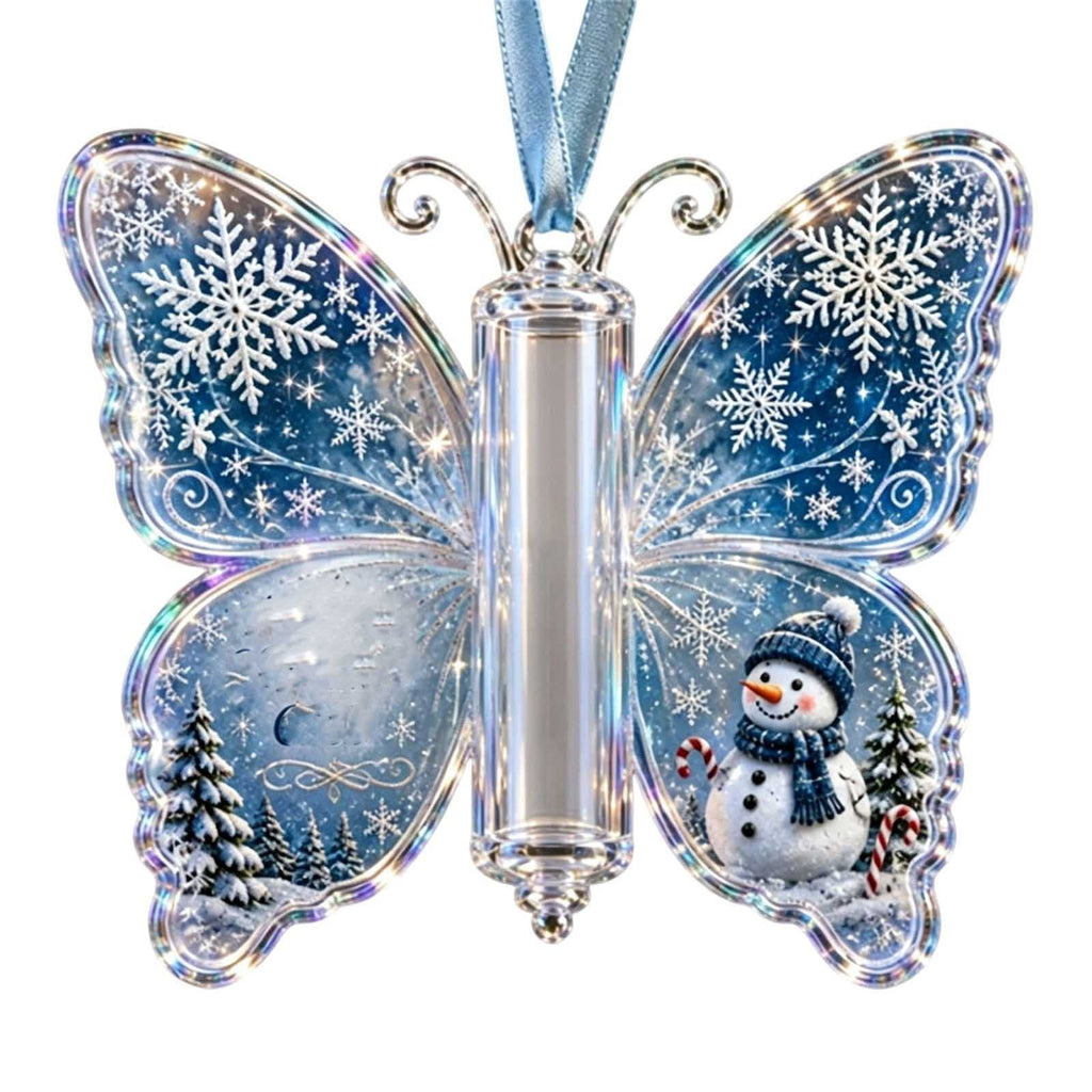 Butterfly Christmas Money Gift Ornament, Angel‑Pattern Acrylic Cash Holder with Clear Compartment, Hanging Xmas Cash Wallet Decor for Christmas Tree, Window, Car, Creative Holiday Present