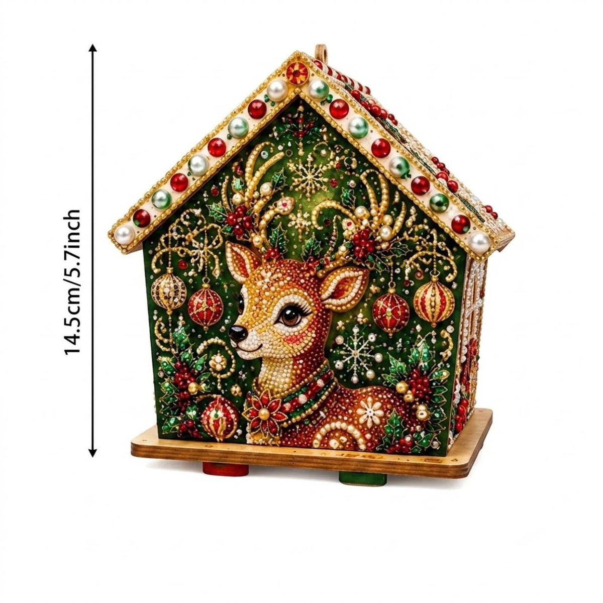 Christmas Pearl Bead Art Kit 3D House Ornament Craft Set For Christmas Tree Tabletop Mantel Shelf And Indoor Winter Holiday Decoration White