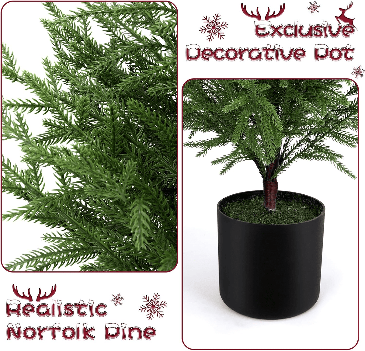 2FT Pre-Lit Artificial Christmas Tree, Lifelike Cypress Potted Xmas Tree with 100 Twinkle LED Lights for Family Fun Indoor Holiday Decor for Indoor