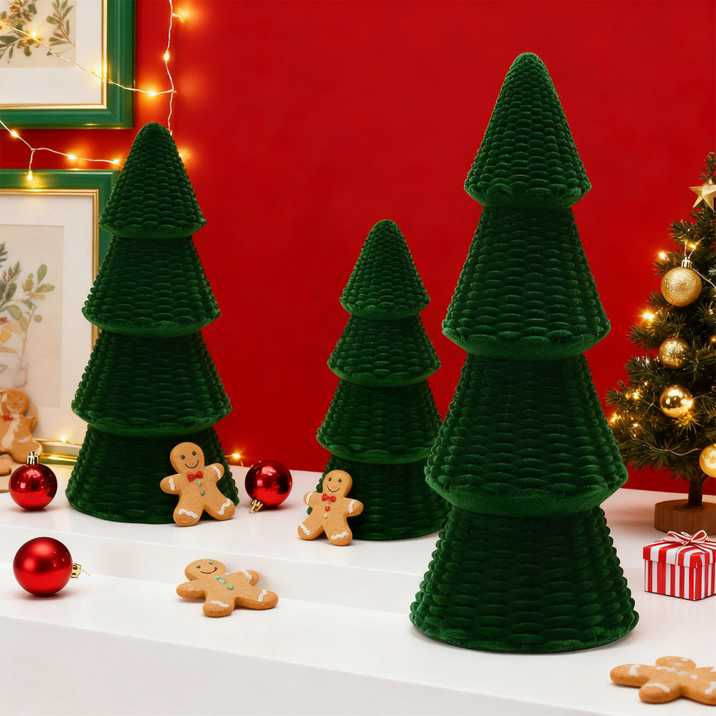Ayieyill 3pcs Tabletop Christmas Tree Woven Resin Christmas Trees for Christmas Decor Indoor, Christmas Table Decor, Khaki