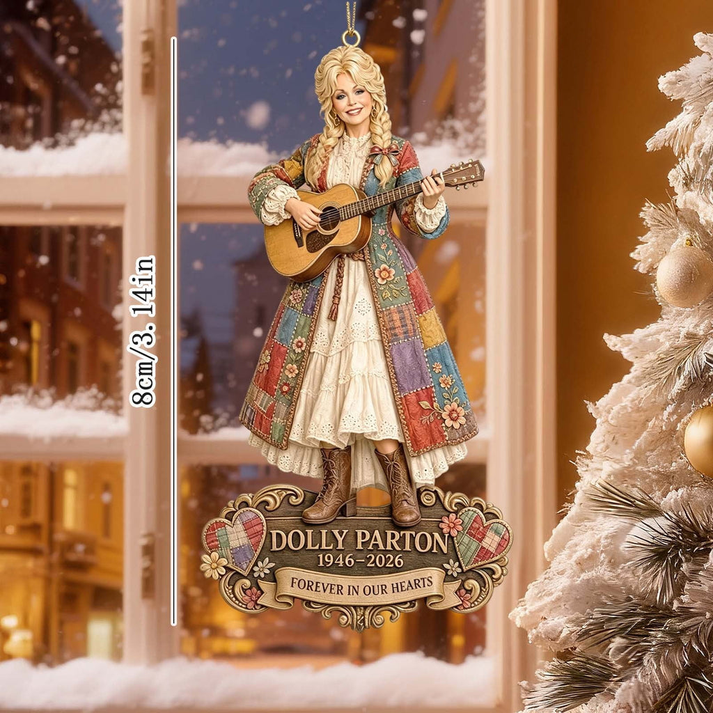 Dolly Memorial Acrylic Christmas Ornament Themed Christmas Ornament for Tree Car Office Home Dolly Themed Xmas Hanging Decor Country Music Holiday Decoration Gift