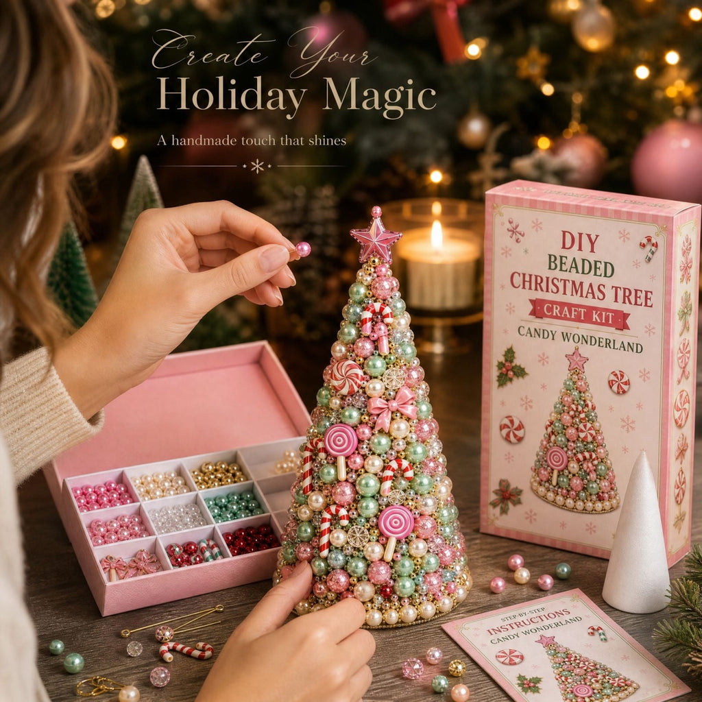 DIY Beaded Christmas Tree Craft Kit Christmas Decorations, 3D Candy Beaded Christmas Tree Craft Kit Christmas Decor, Christmas Crafts for Adults