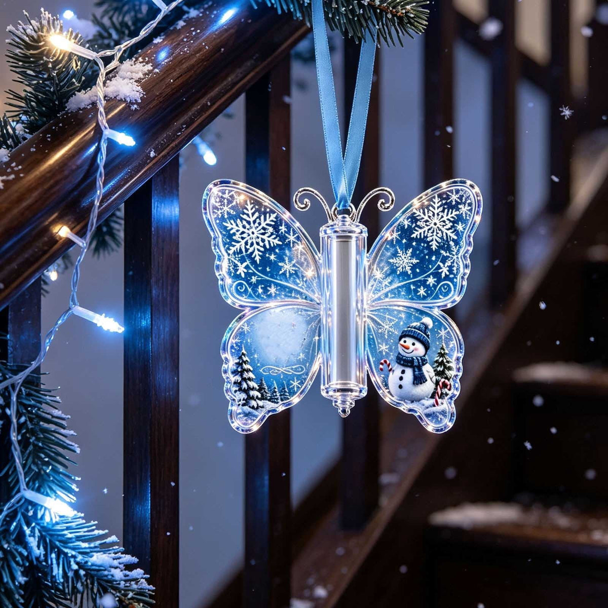 Butterfly Christmas Money Gift Ornament, Angel‑Pattern Acrylic Cash Holder with Clear Compartment, Hanging Xmas Cash Wallet Decor for Christmas Tree, Window, Car, Creative Holiday Present