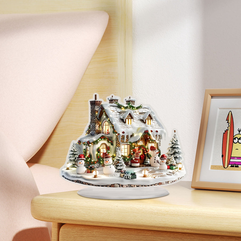 PEIBang Christmas Table Decorations,Snow House Decor Christmas Centerpiece,Christmas Village Houses for Home Office