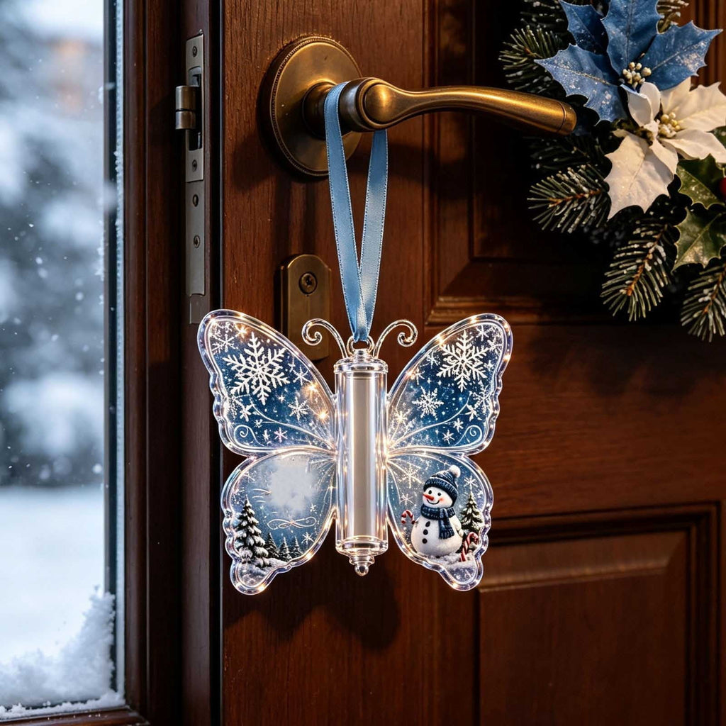 Butterfly Christmas Money Gift Ornament, Angel‑Pattern Acrylic Cash Holder with Clear Compartment, Hanging Xmas Cash Wallet Decor for Christmas Tree, Window, Car, Creative Holiday Present