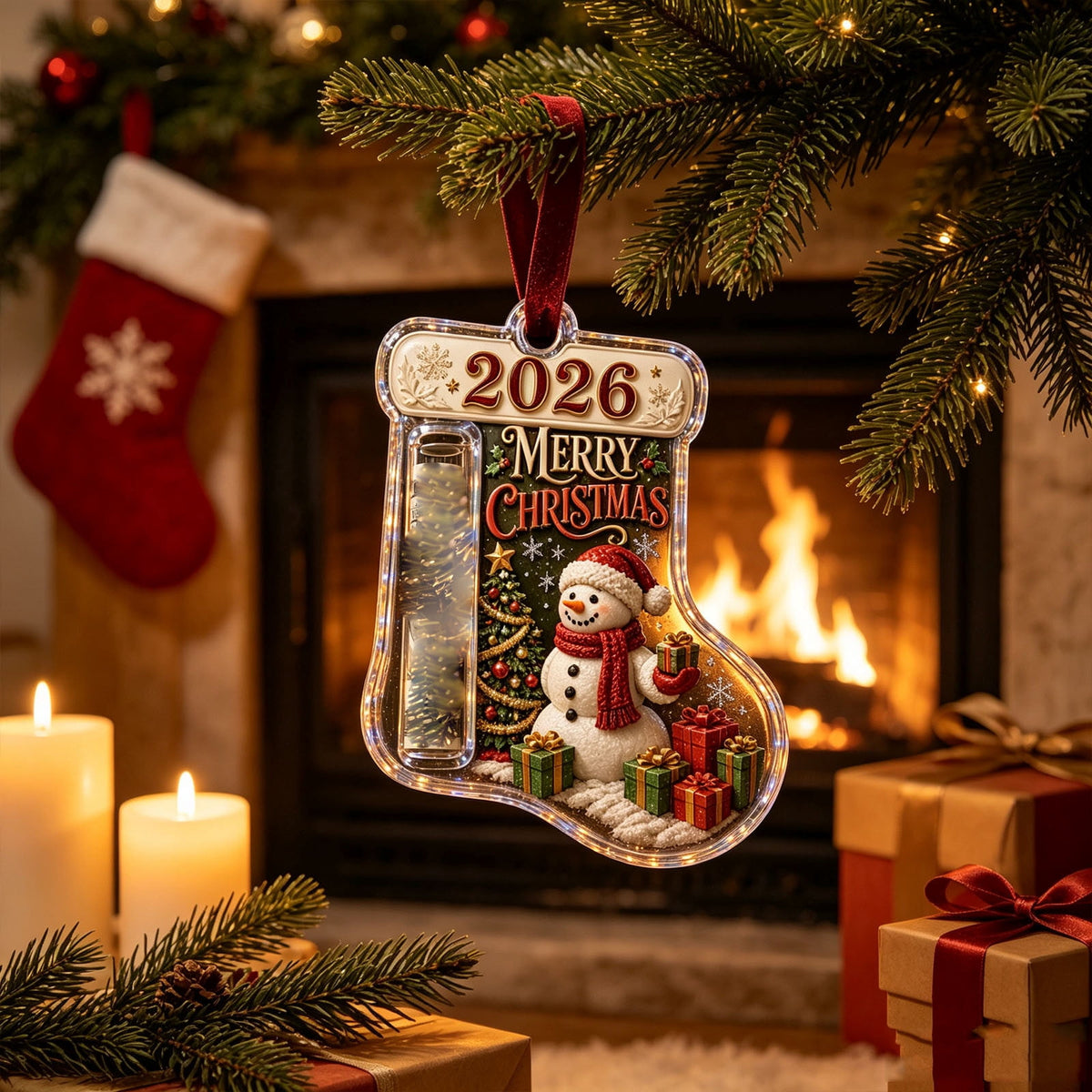 Christmas Cash Gift Stocking Shaped Ornament, Crystal-Clear Cash Holder Ornament with Xmas Stocking Design, Hanging Money Keepsake for Christmas Tree Wreath Garland, Surprise for Family Friends (F)