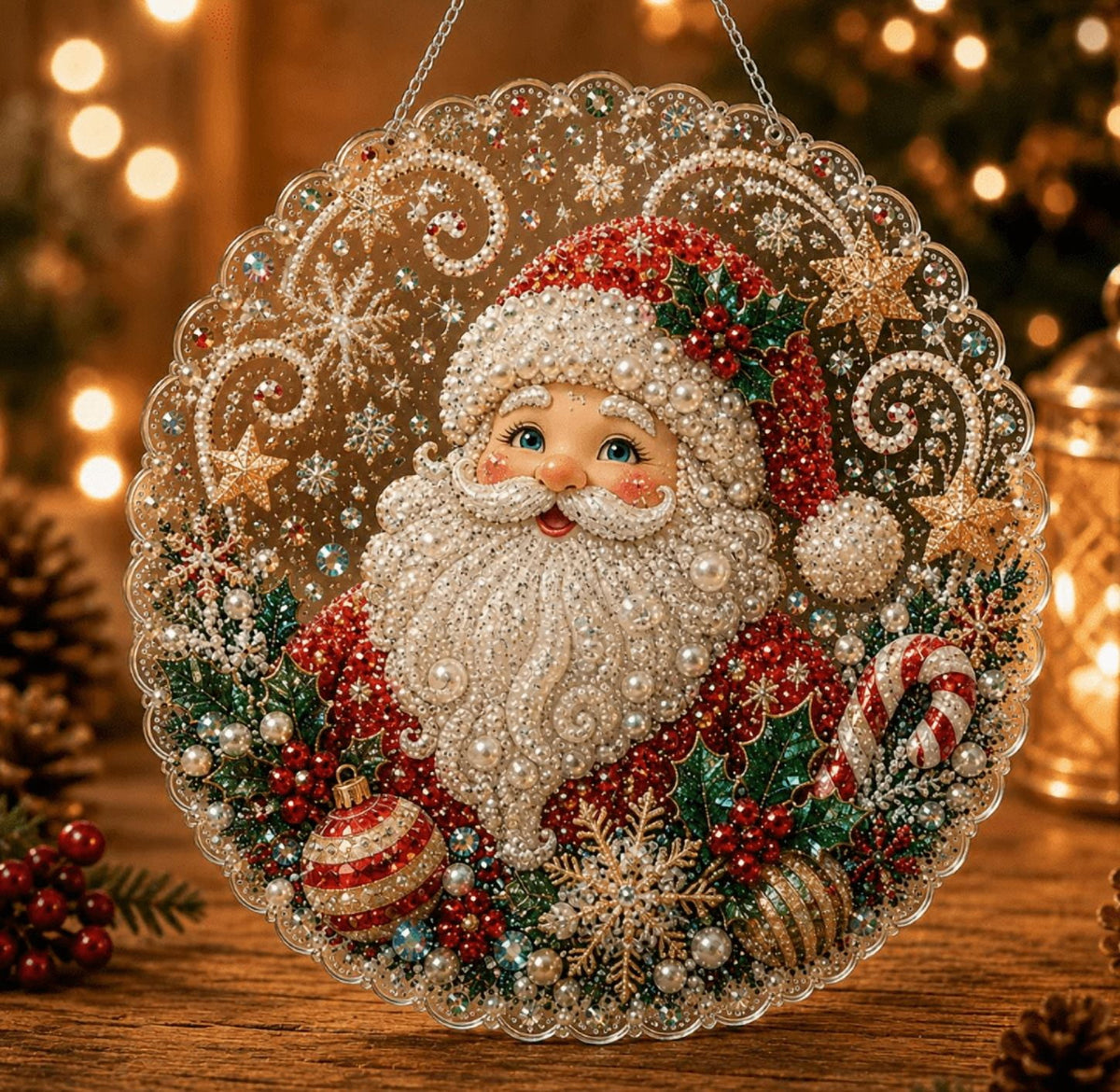 Christmas in July DIY Diamond Art Hanging Ornament – Handmade Sparkling Christmas Keepsake Quiet Leisure Craft for Summer Rainy Afternoons