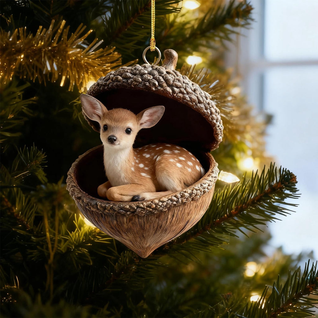 DAMAI Forest Animal Acorn Ornaments-2026 New Cozy Forest Christmas Ornaments, Cozy Forest Christmas Ornaments, Pine Cone Decoration Woodland Christmas Ornaments for Party Home Decor