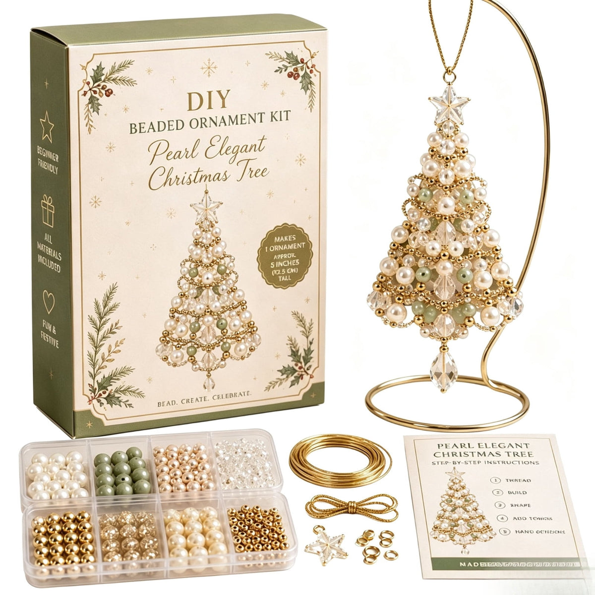 DIY Beaded Christmas Tree Craft Kit Christmas Decorations, 3D Candy Beaded Christmas Tree Craft Kit Christmas Decor, Christmas Crafts for Adults