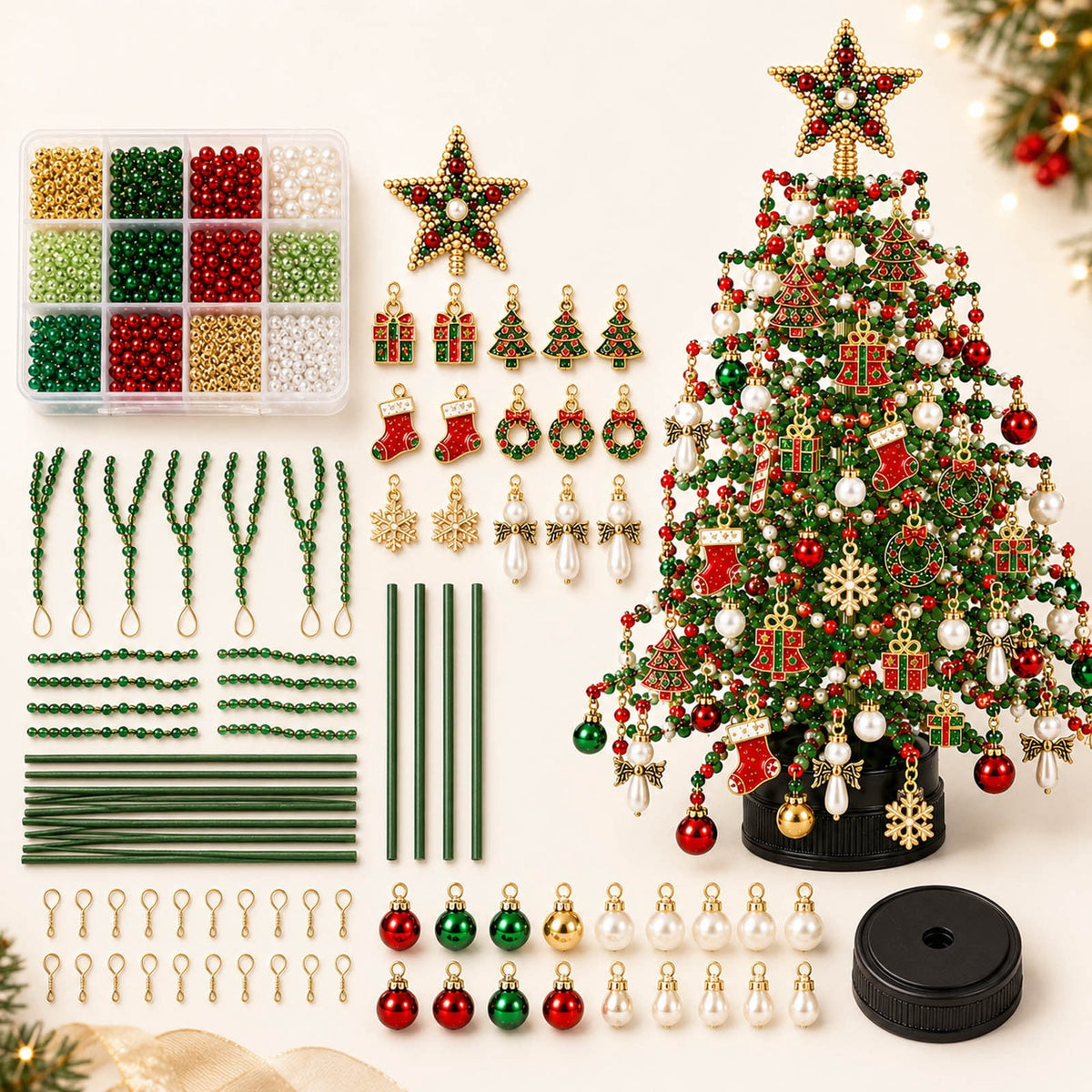 DIY Beaded Christmas Tree Craft Kit Christmas Decorations, 3D Candy Beaded Christmas Tree Craft Kit Christmas Decor, Christmas Crafts for Adults