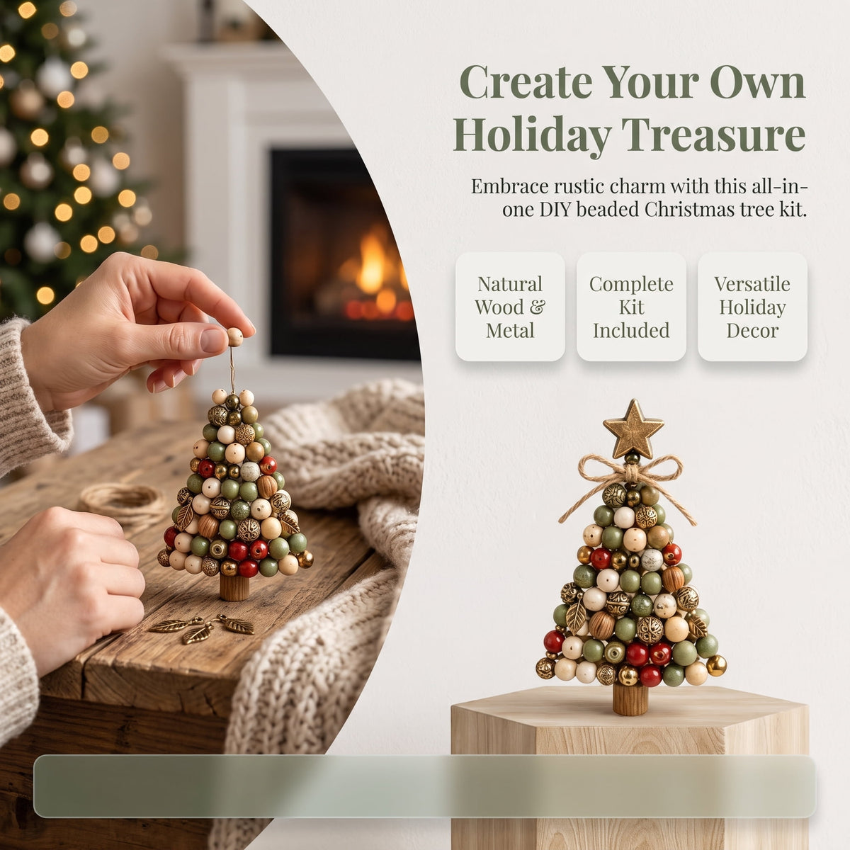 DIY Beaded Christmas Tree Kit, Christmas Decorations Handmade Beads Craft Set, Sparkling Crystal Xmas Ornaments for Tabletop Christmas Decor, Holiday Gifts for Adults by MPOISVA