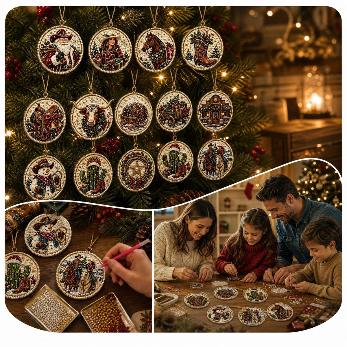 DIY Christmas Ornaments for Xmas Tree Hangings- Pearl Art Kits for Adults, Christmas Ornaments Set of 12, 2.76 Inch